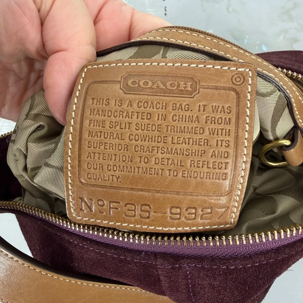 Vtg Coach Legacy Slim Suede Hobo Plum Suede Rare Excellent Leather Trim F3S-9327
